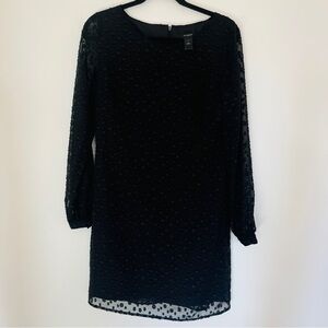 Ann Taylor Sheer Dot LBD 2 EUC Dark Coquette Classic Boatneck